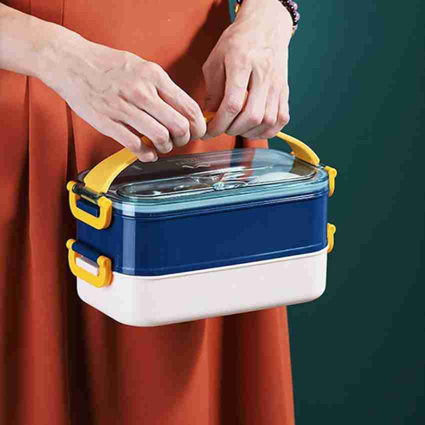 Double Decker Handle Leak Proof Insulated Lunch Box Tiffin Box Double Layer  Lunch Boxes Leak with Handle Proof Reusable Microwave Freezer Safe Portion