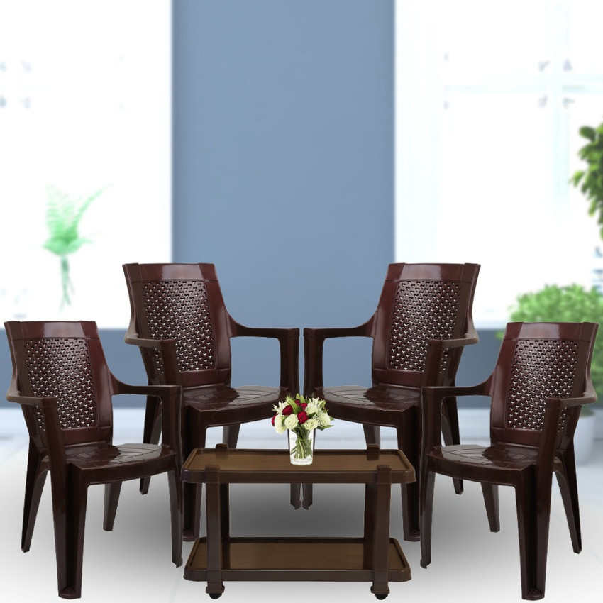 Plastic chair with table clearance
