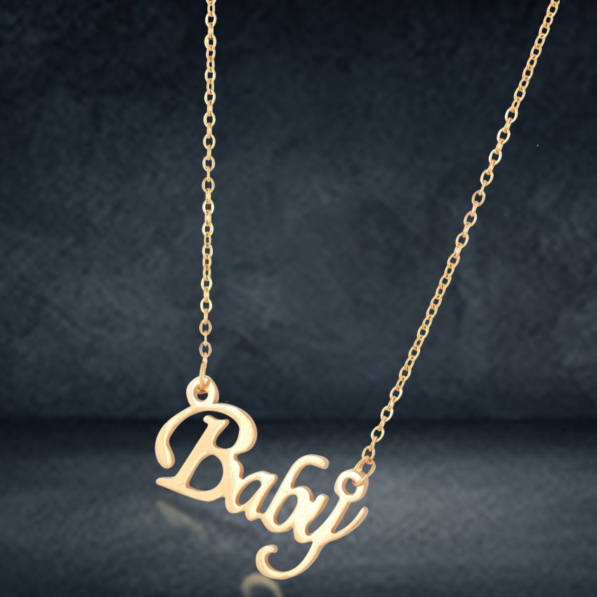 Gold necklace with hot sale baby name