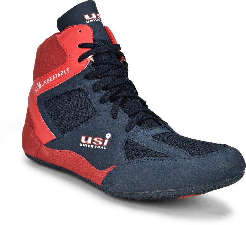 USI UNIVERSAL THE UNBEATABLE Wrestling Shoes, 701WRB Comferto Red/Navy  Sports Shoes for Wrestlers for Men & Women with Pu Suede, Mesh & Rubber