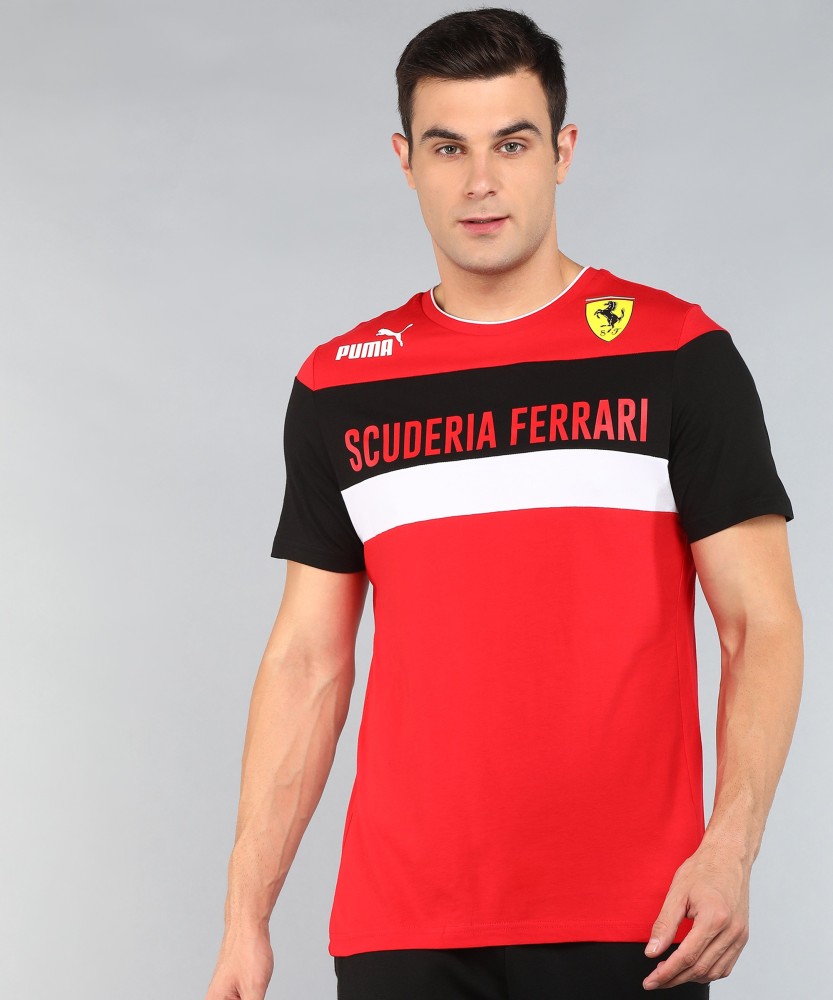  Scuderia Ferrari Men's Puma Small Shield T-Shirt-Red/Black  (X-Small, Black) : Automotive