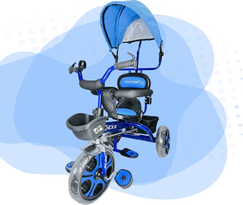 Evolife Dash Star Tricycle For Kids Smart Plug Play With Canopy storage Basket HEXA TRICYCLE BLUE 01 Tricycle Price in India Buy Evolife Dash Star Tricycle For Kids Smart Plug