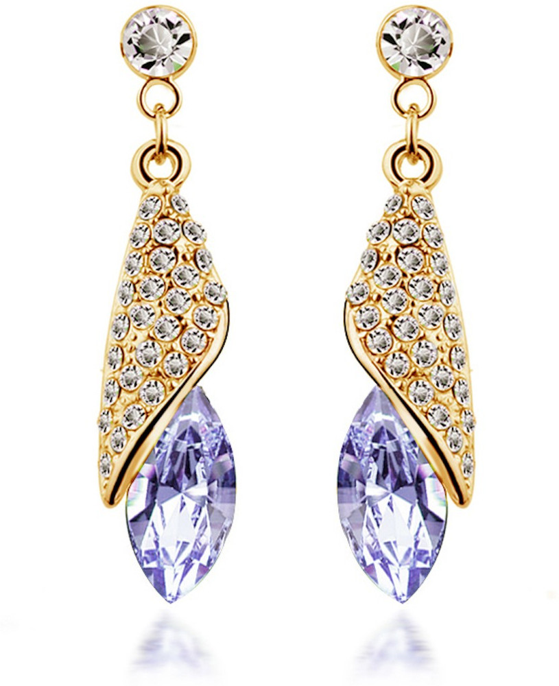 Flipkart Buy Nilu s Collection Purple Stone Water Drop Earrings for Women and Girls Copper Drops Danglers Online at Best Prices in India