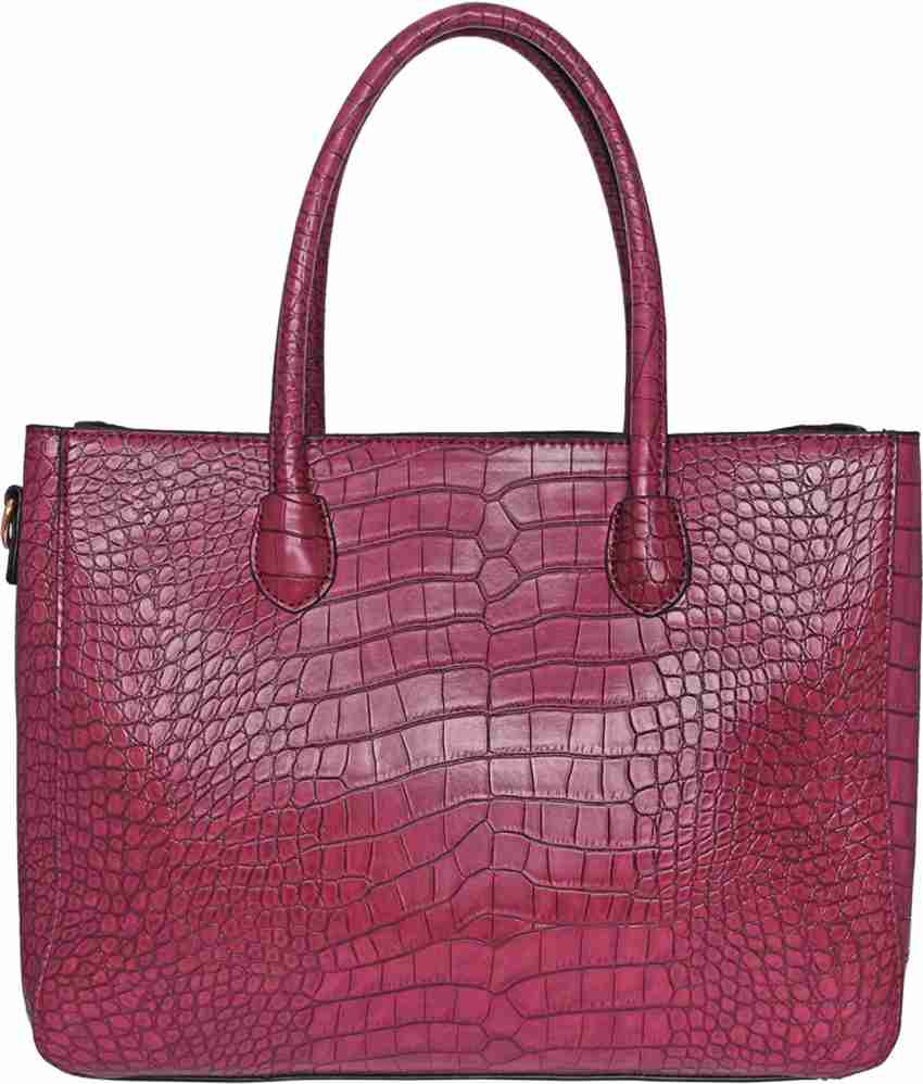 Accessorize London Women's Faux Leather Burgundy Gemma croc handheld Satchel Bag