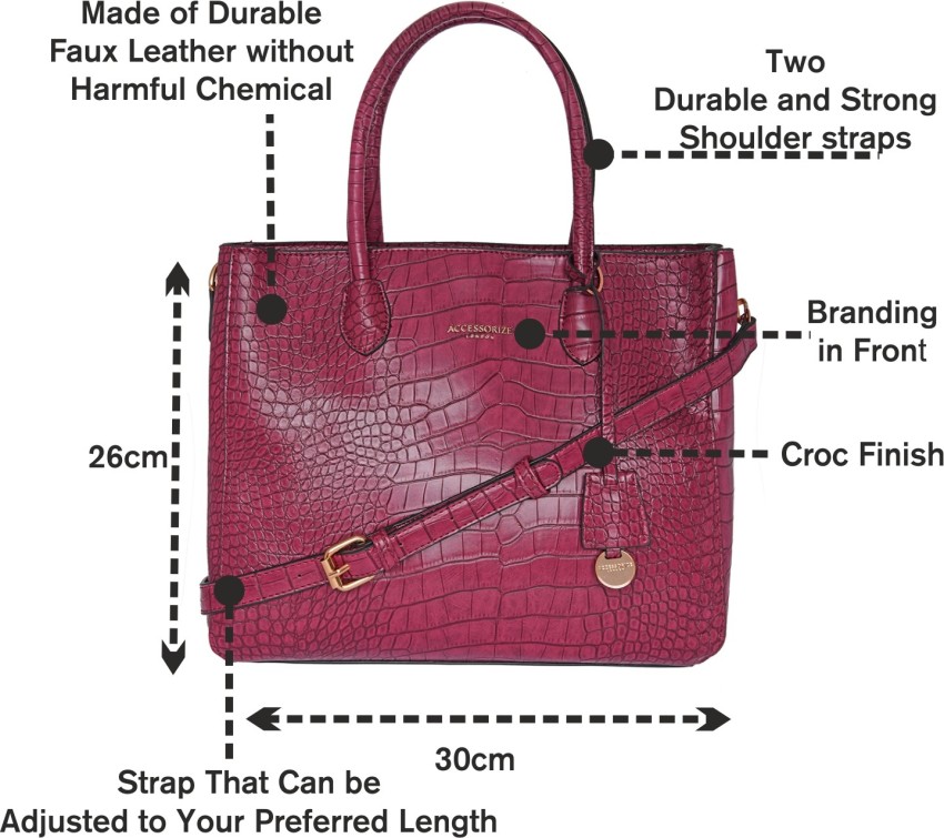 Accessorize London Women's Faux Leather Burgundy Gemma croc handheld  Satchel Bag