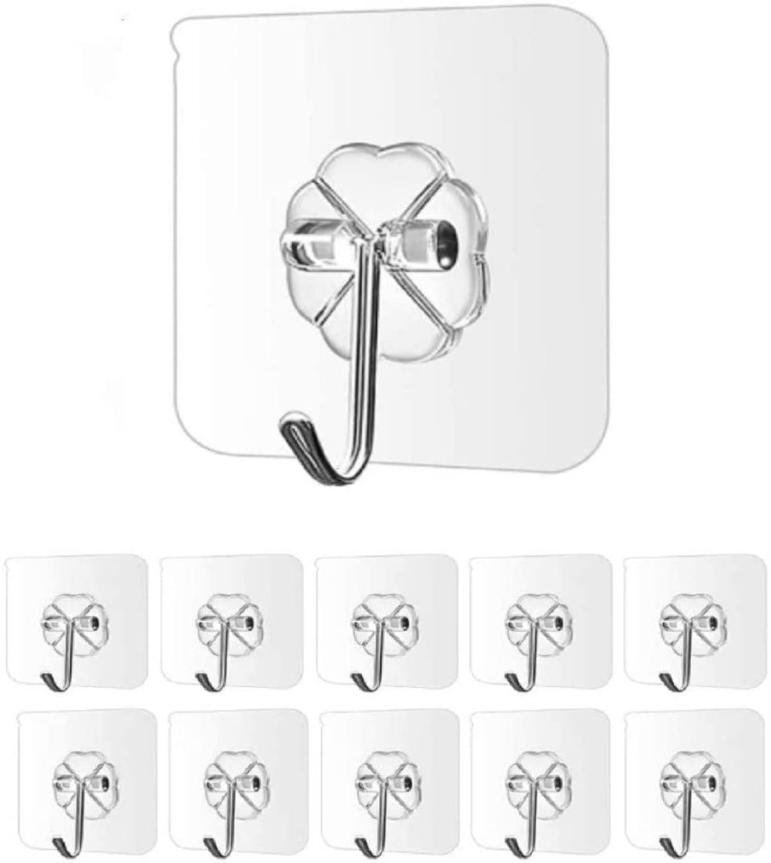 GOLDINKS Pack of 10 Strong Self Adhesive Wall Hooks Sticky for