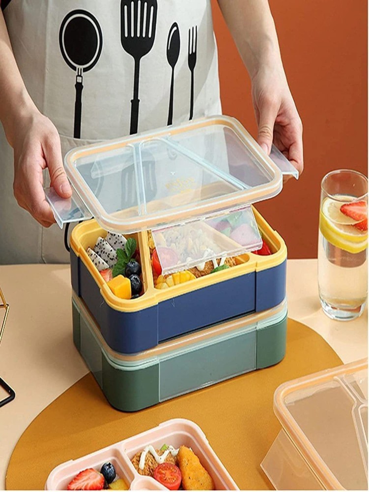 Modinity 3 Grid Lunch Box Stainless Steel Tiffin Box for  Boys, Girls 800ML 3 Containers Lunch Box 