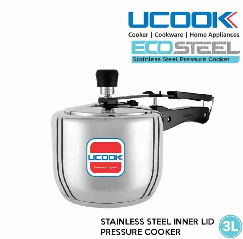 UCOOK Eco 3 ltr Stainless steel inner lid presser cooker without