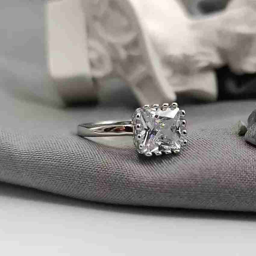 BLOOM STYLE SQUARE DIAMOND WEDDING ENGAGEMENT DAILYWERE SILVER