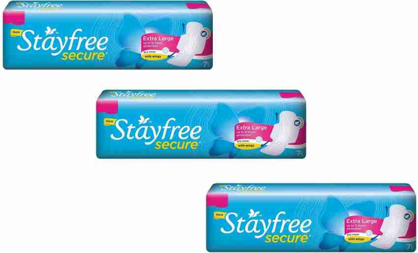 STAYFREE Extra large Dry secure Sanitary Pad 7 piece ( pack of 3 ) Sanitary  Pad, Buy Women Hygiene products online in India