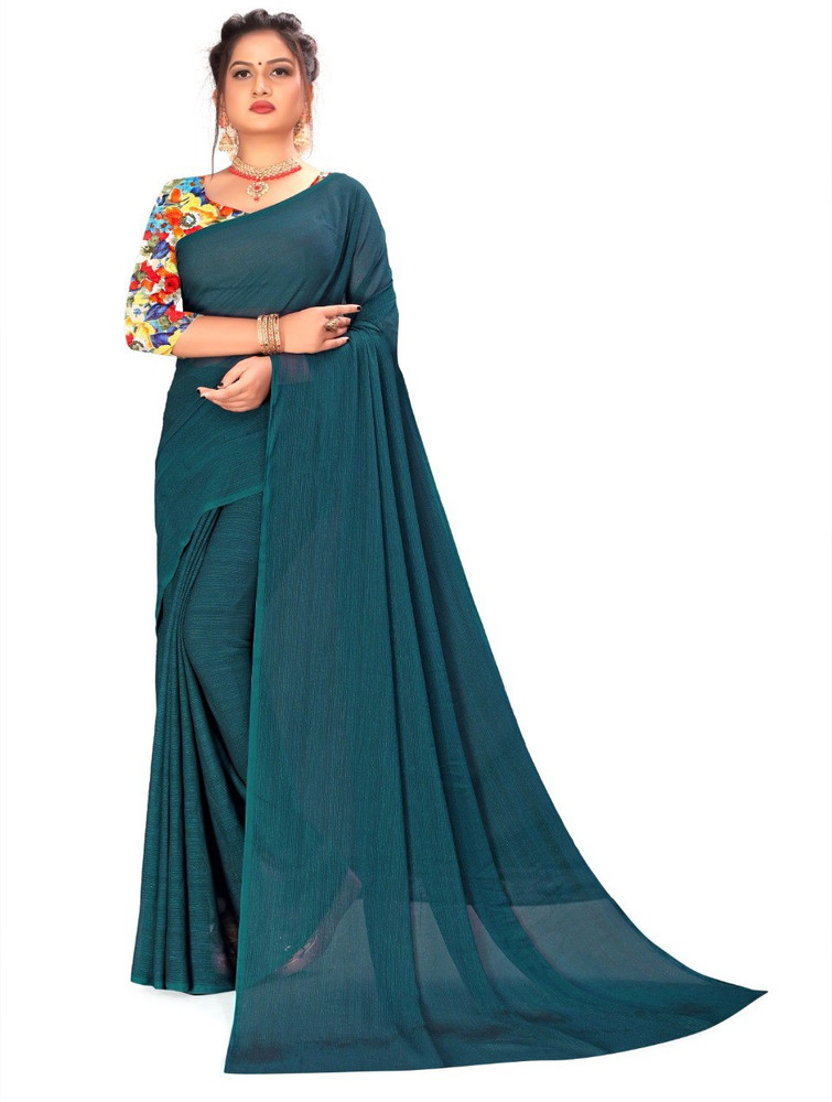 Buy KOINA FASHION Solid Plain Daily Wear Pure Silk Light Blue