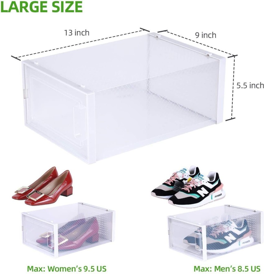 JIALTO Shoe Storage Box Clear Plastic Stackable Shoe Organizer for