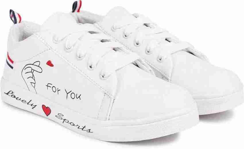 MWS My Wholesale Store Walking Shoes For Women White Sneakers For