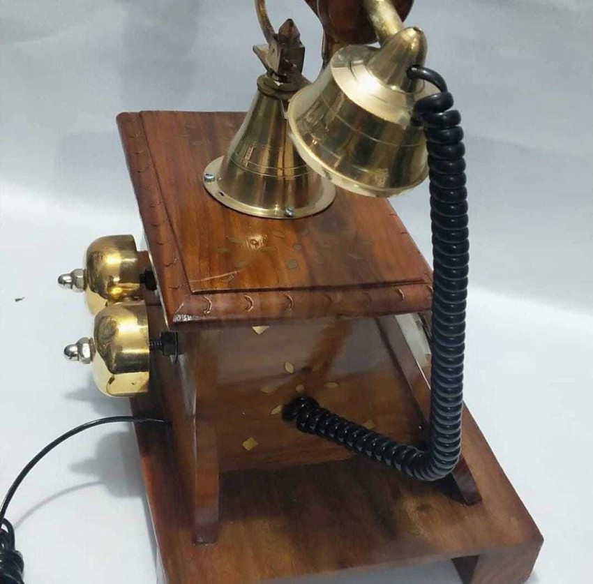 Buy Brass Antique Dial Black Hut Style Telephone Showpiece at 18