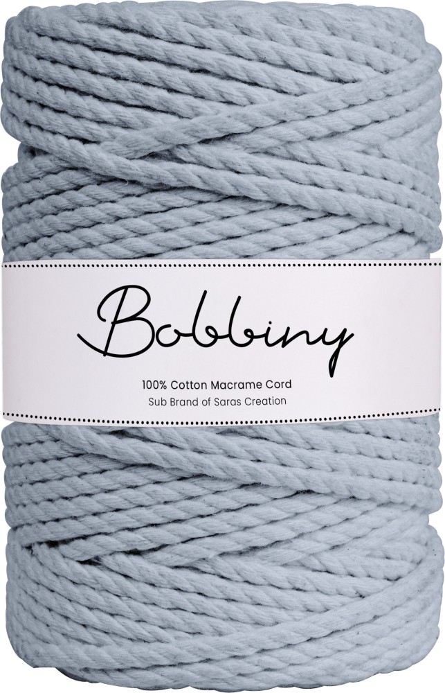 White 3ply Macrame Rope 3mm 100m - BOBBINY