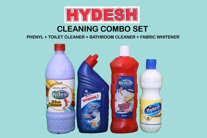 hydesh Cleaning Set 1 Phenyl, 1 Toilet Cleaner, 1 Bathroom Cleaner, 1  Fabric Whitener Lavender Liquid Toilet Cleaner Price in India - Buy hydesh  Cleaning Set 1 Phenyl, 1 Toilet Cleaner, 1