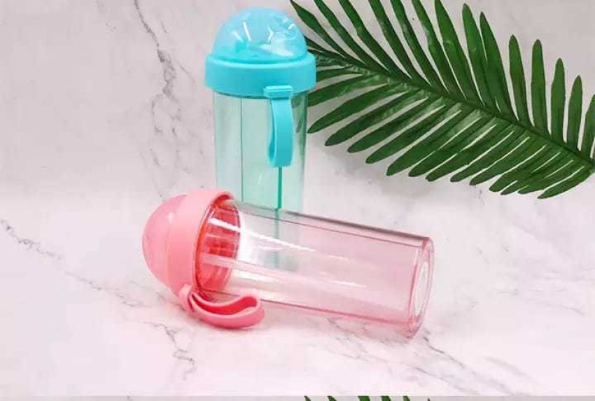 1pc Dual Use Straw Cup For Girls, Cute Design Water Bottle For