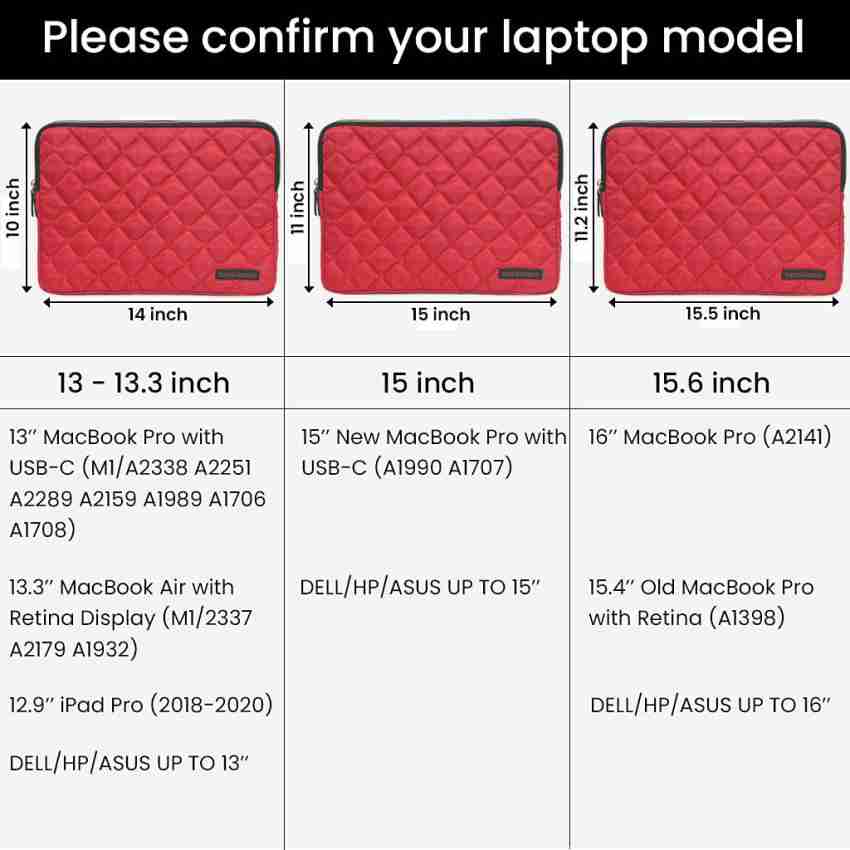 kohnsohl Quilted Metal Zipper Laptop Macbook Sleeve