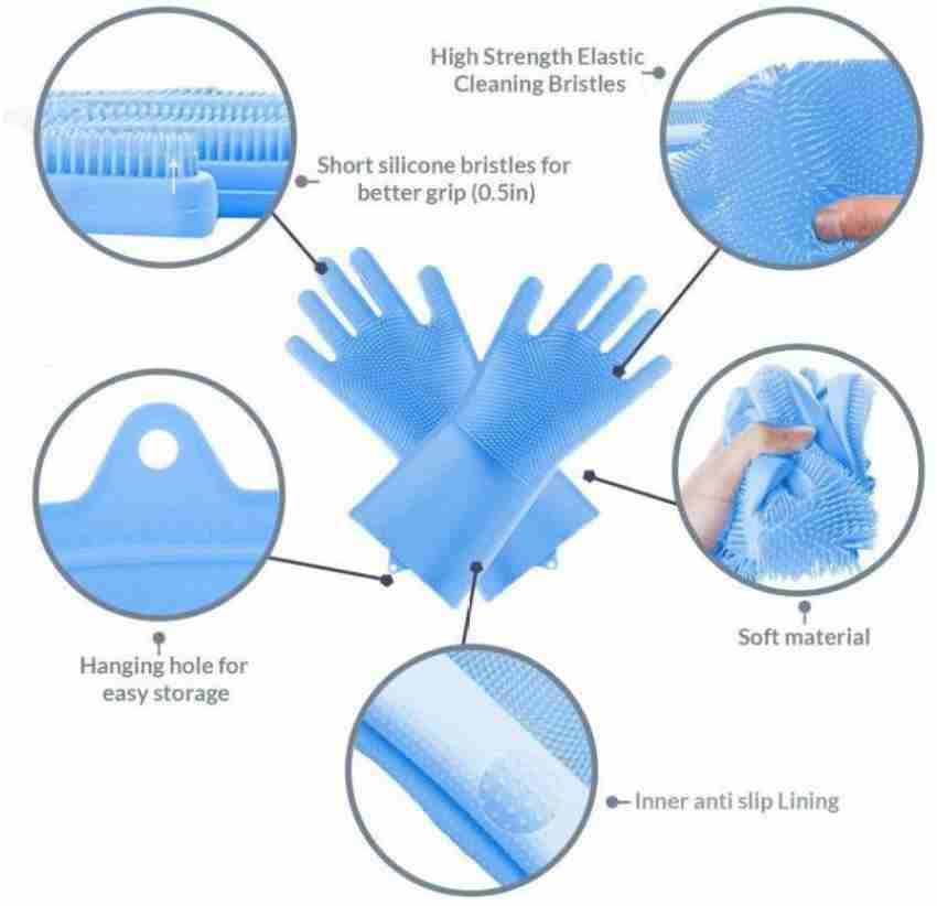 ZEKARO Combo Silicone Dish Washing Gloves, Silicon Cleaning Gloves, Silicon  Hand Gloves for Kitchen,Dishwashing,Pet Grooming,car,Bathroom,Washing Dish