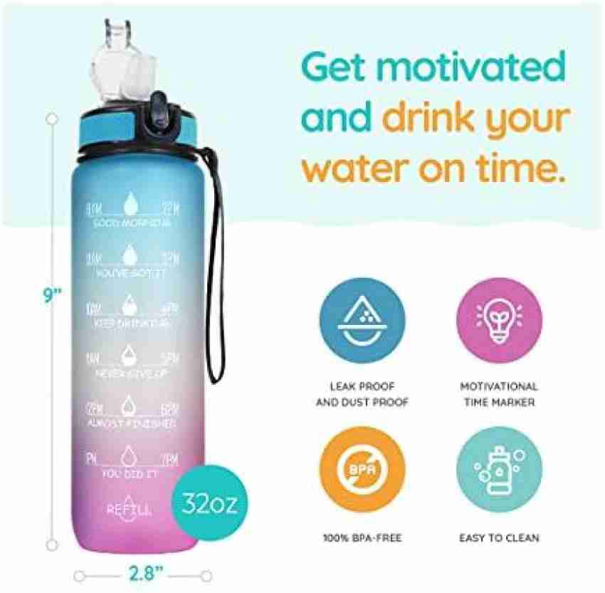 Unbreakable 3 in 1 Water Bottle with Motivational Time Marker, Leakproof  Durable BPA Free Non-Toxic