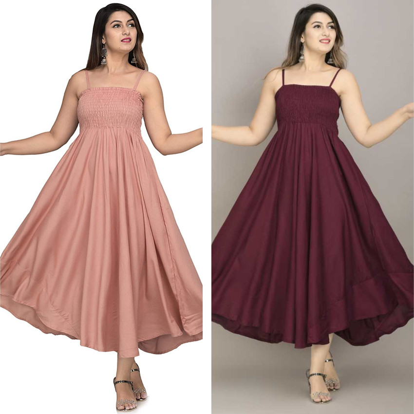 GHK FASHION Women Fit and Flare Pink Dress Buy GHK FASHION Women