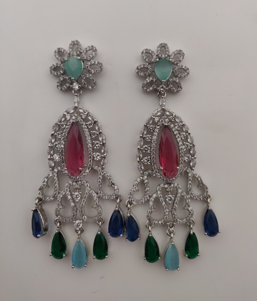 Flipkartcom  Buy CRUNCHY FASHION Crunchy Fashion American Diamond Long  Party Wear Dangler Earrings Alloy Drops  Danglers Online at Best Prices in  India