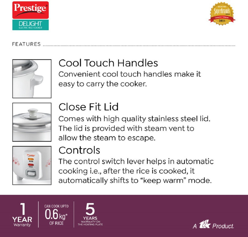Prestige electric rice deals cooker 1.5 litre
