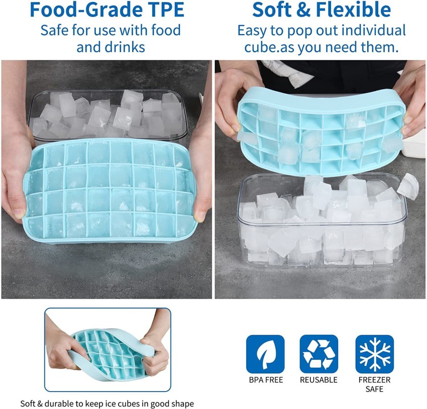 Ice Cube Trays Silicone Flexible Ice Trays for Freezer with Lids -  Honeycomb Shaped Ice Cube Molds Creates Small Ice Cubes for Whiskey  Cocktail 