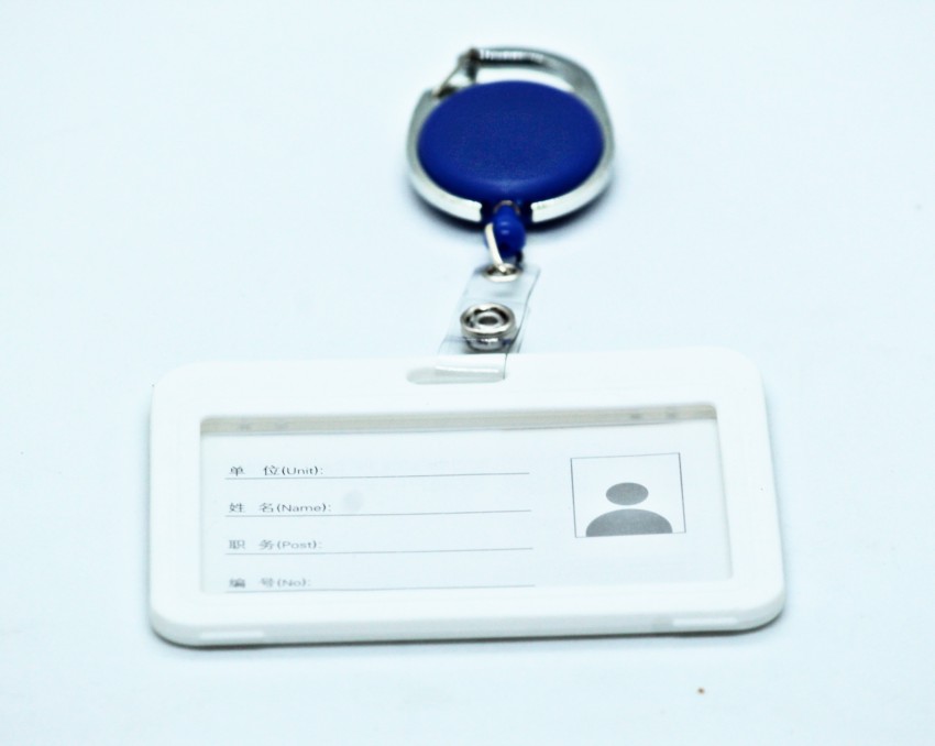 Akan Premium Blue Box Horizontal Plastic Badge Holder with Lanyard and Ovel  Yoyo Reel Combo