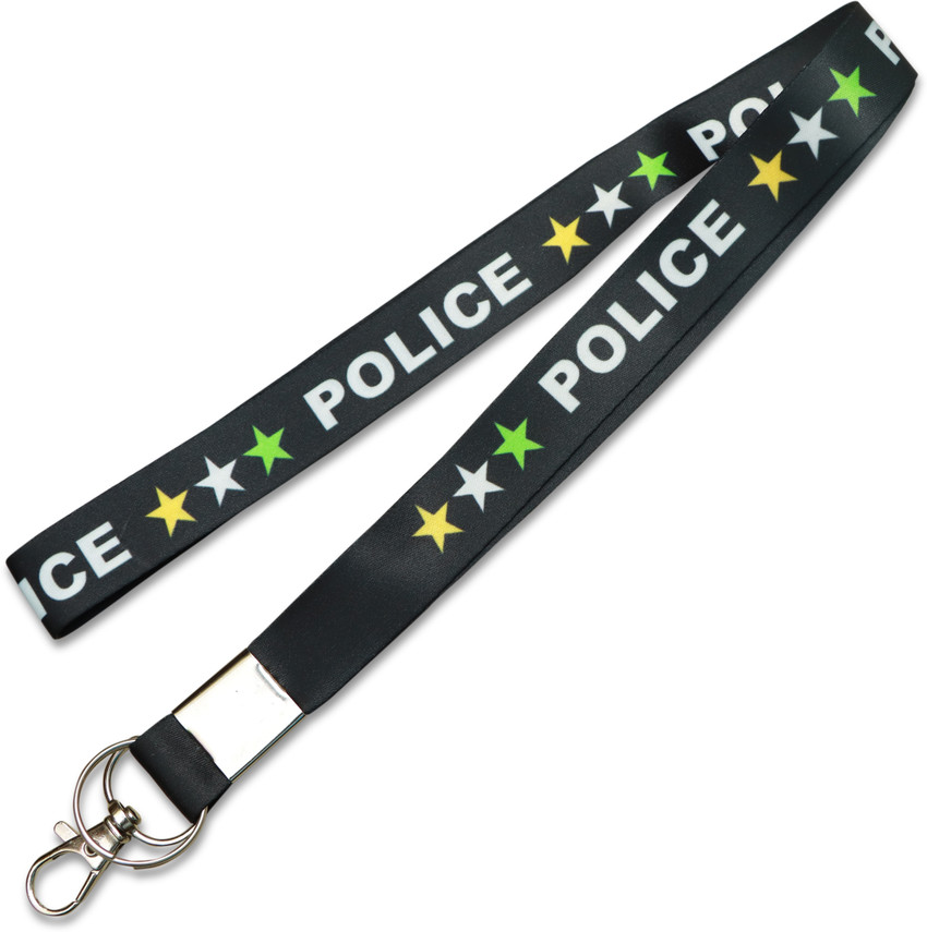 RINKON With Star Keychain Charm Black Rope Id Tag Long Fabric Lanyard Key Chain