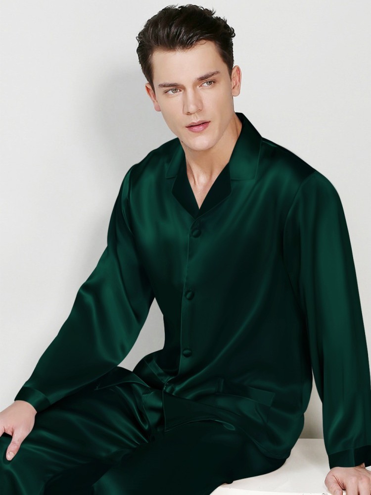 Bella Babe by SK Men Solid Green Night Suit Set Price in India