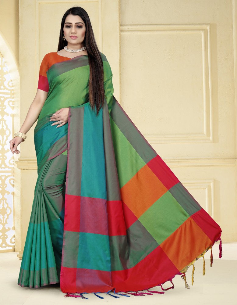 Buy Kanok valli Woven, Applique, Embellished, Solid/Plain, Self Design  Kanjivaram Pure Silk Green Sarees Online @ Best Price In India | Flipkart .com