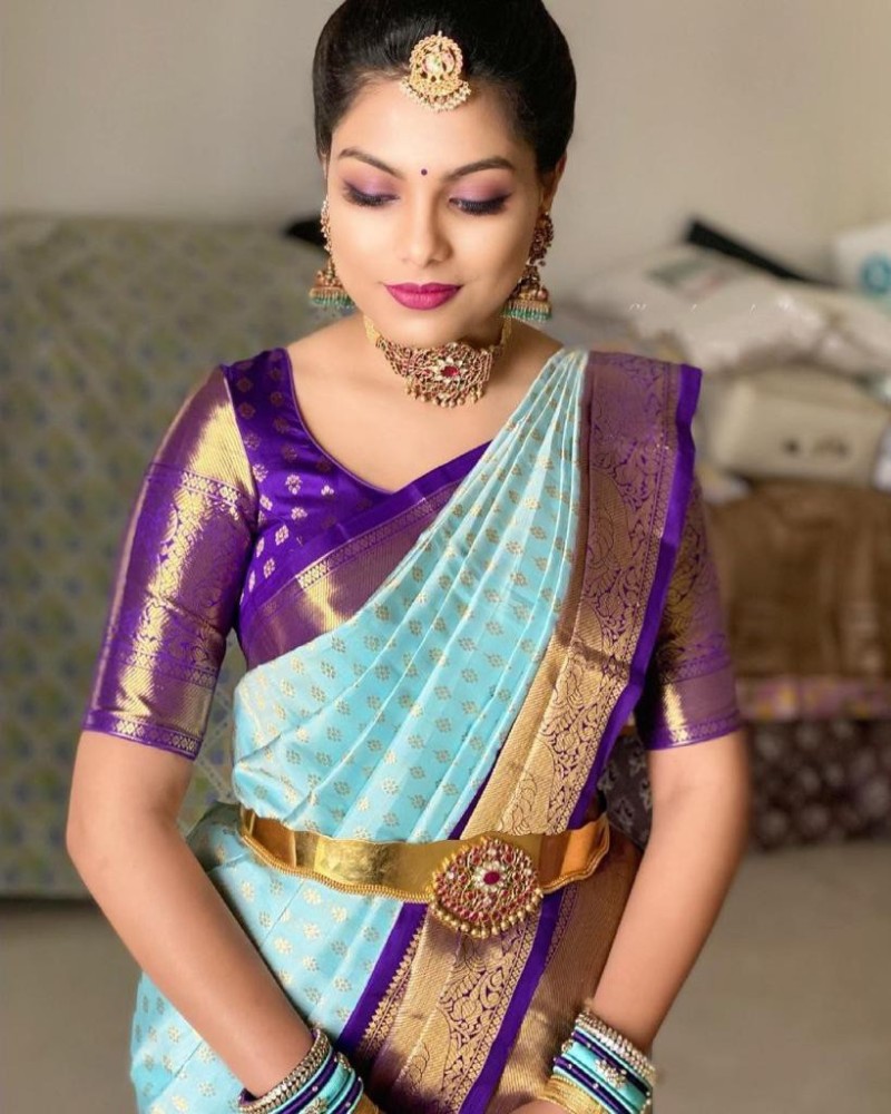 Aggregate 79+ purple saree with blue blouse latest - noithatsi.vn