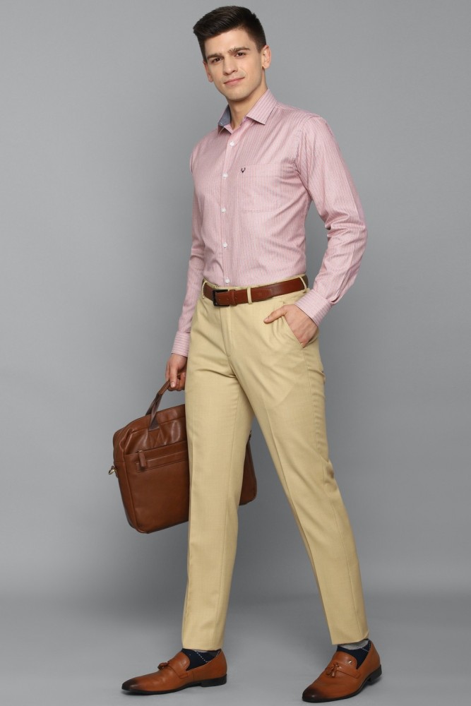 light pink shirt with khaki pants