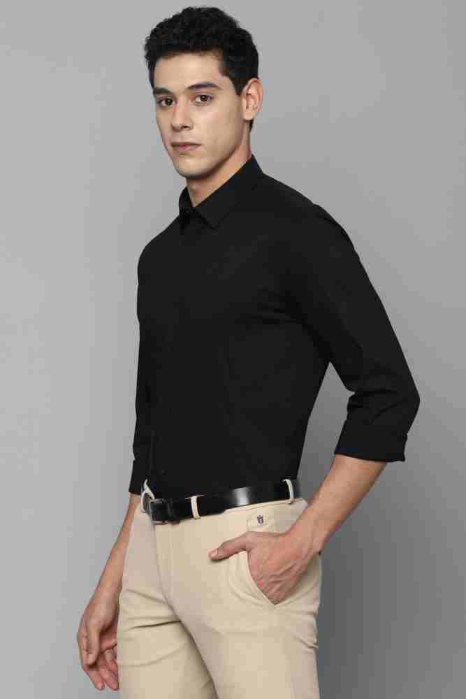 Men Black Super Slim Fit Solid Full Sleeves Casual Shirt