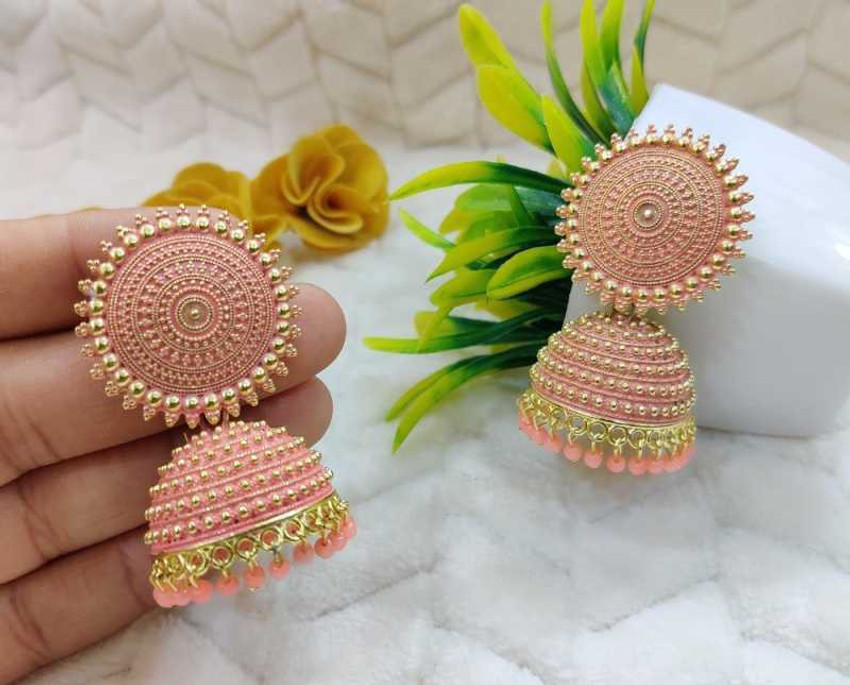 Flipkart Buy Zoey Golden Peach Traditional party wear Bridal wedding earrings for women girls Alloy Jhumki Earring Online at Best Prices in India