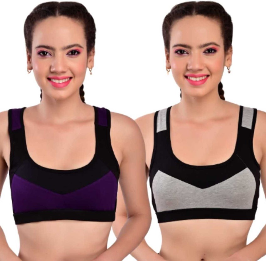 JAIRY SHOP Women Cotton Mesh Sports Bra (Pack Of 2) Women Sports