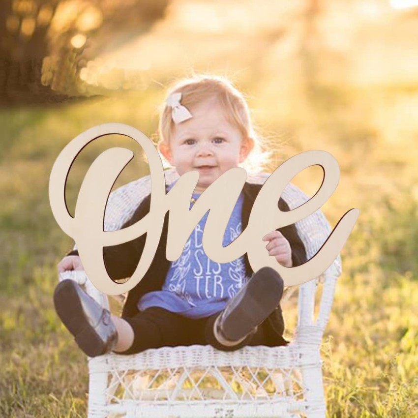 ONE for First Birthday Photo Shoot for Babies and Kids - Wooden