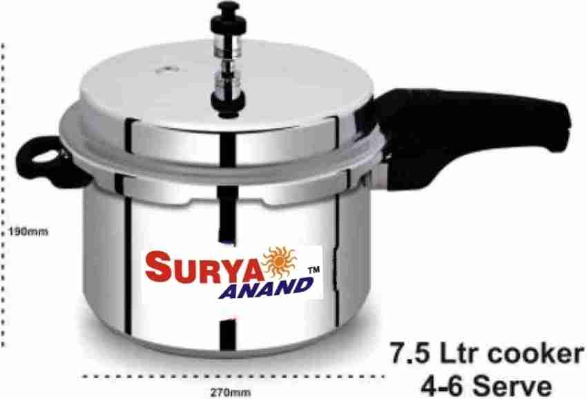 SURYA ANAND 7.5 L 5 L 3 L Outer Lid Pressure Cooker Price in India Buy SURYA ANAND 7.5 L 5 L 3 L Outer Lid Pressure Cooker online at Flipkart