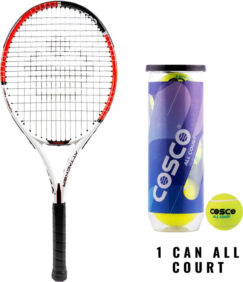 COSCO Attacker With 1 Can All Court Red Strung Tennis Racquet - Buy COSCO Attacker With 1 Can All Court Red Strung Tennis Racquet Online at Best Prices in India
