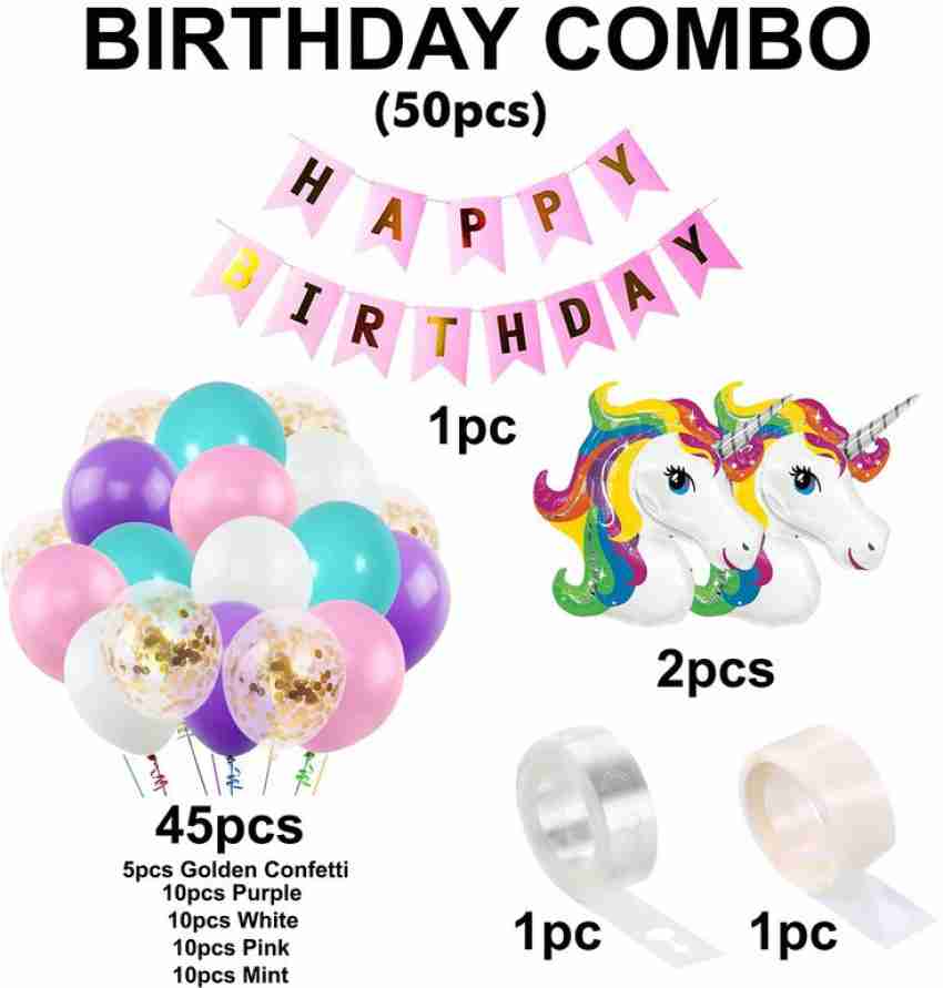 Party Propz Unicorn Theme Birthday Decorations Items Combo Kit