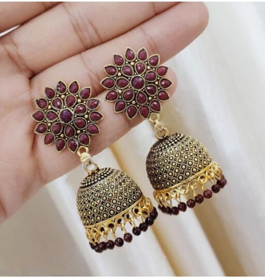 Maroon on sale jhumkas online