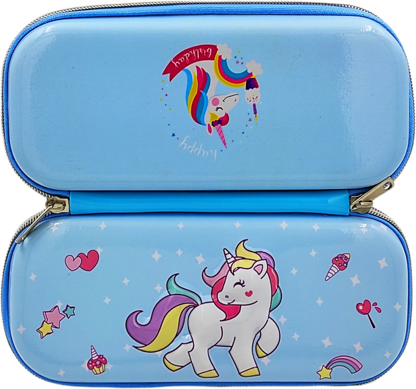 Flipkart poksi UNICORN Pencil Box for Girls 8D EVA pouch Best return Gift for Girls LIGHT BLUE Art EVA Pencil Box Pouch