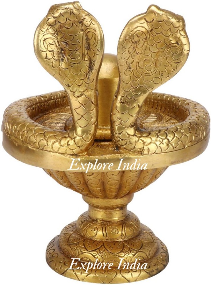 Brass Pooja Items for Home Shivling with Shiva Bholenath Face Nag Devta  Sheshnaag Mandir Office Hindu Gift Puja Vastu Gold Color 10 Inches – Krisha  Krafts