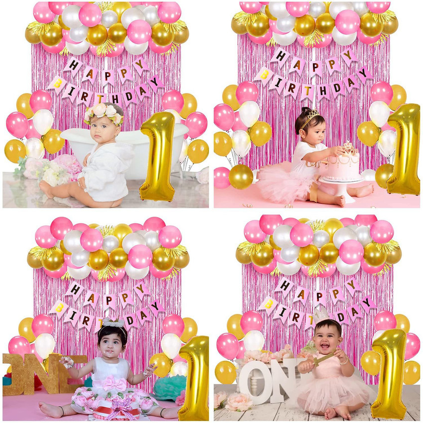 party assets 1st Birthday Decoration for Baby Girl Combo Kit Price