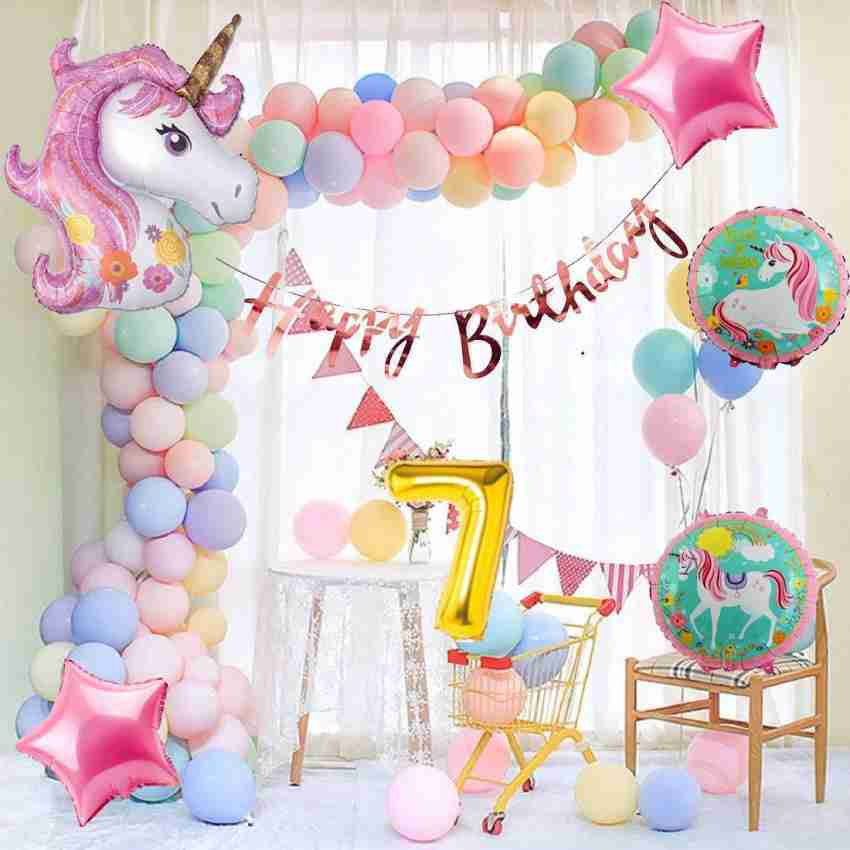 Attache Unicorn Theme Birthday Decorations items or kit (7 Happy