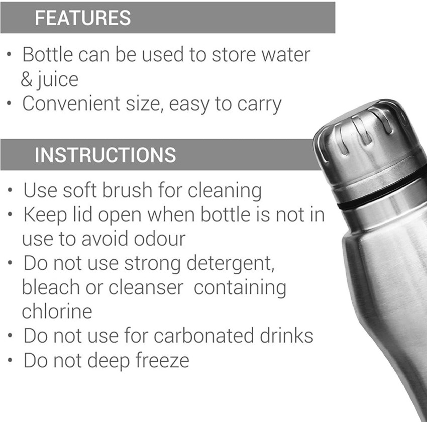 Milton Puro 1000 Stainless Steel Fridge Water Bottle, 920 ml, Silver –  KitchenBUFF