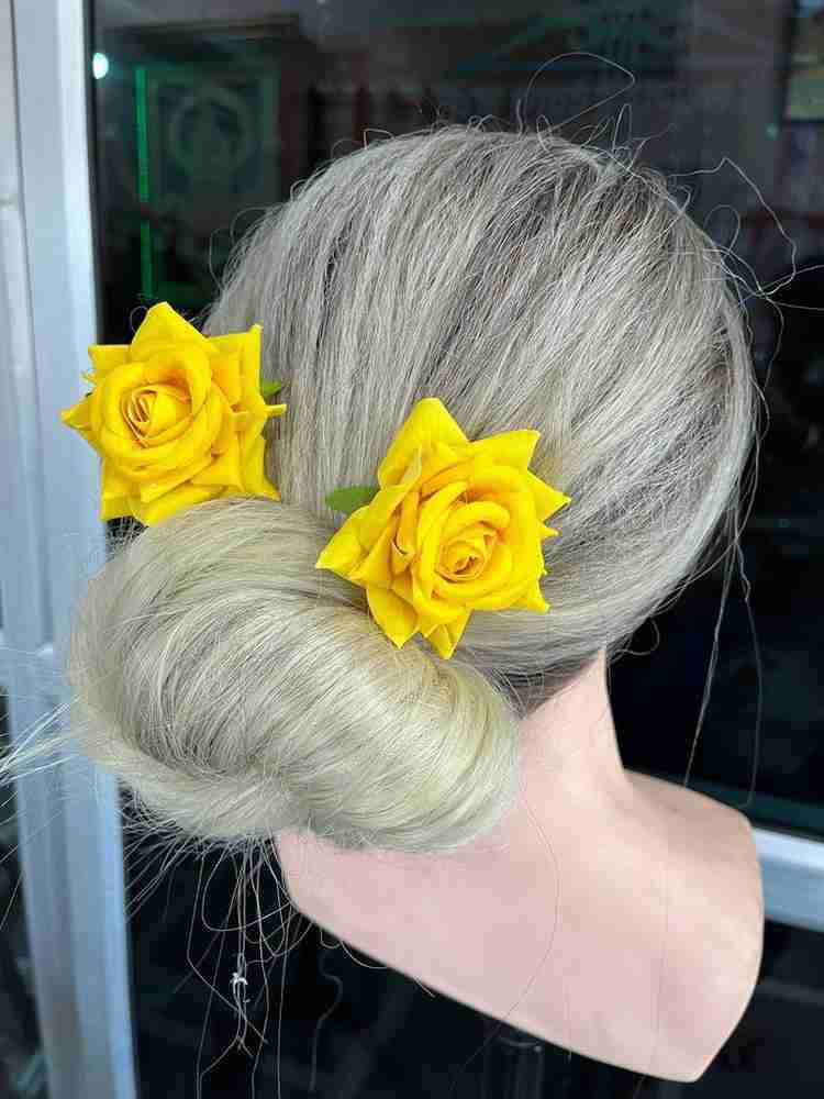 Yellow rose hair clip deals