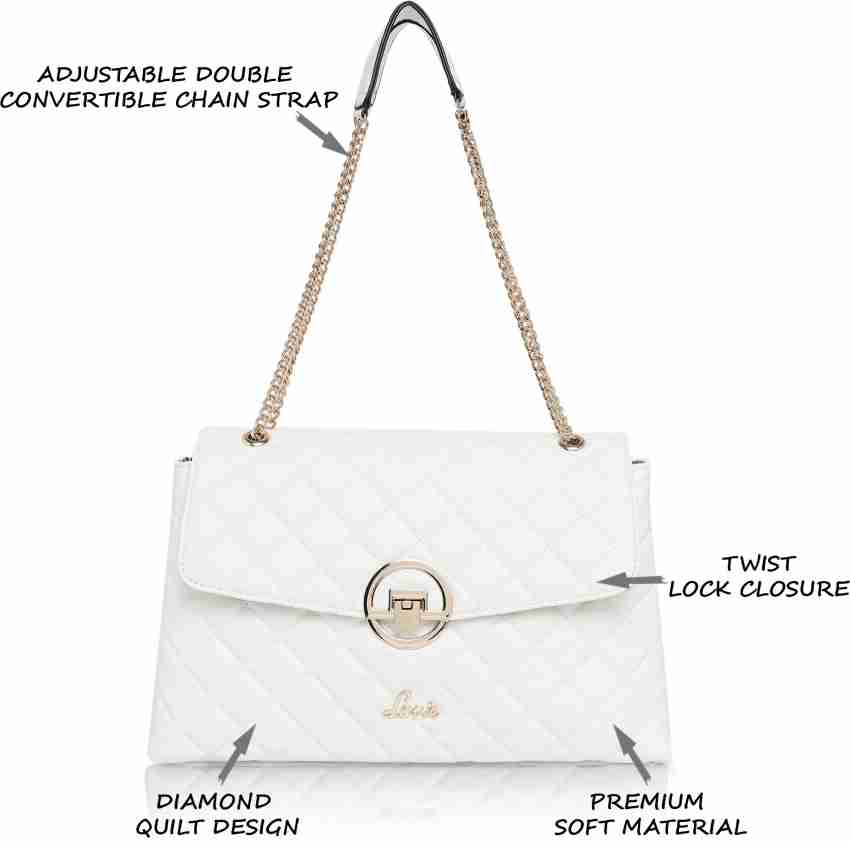 Quilted White Dual Strap Crossbody Bag