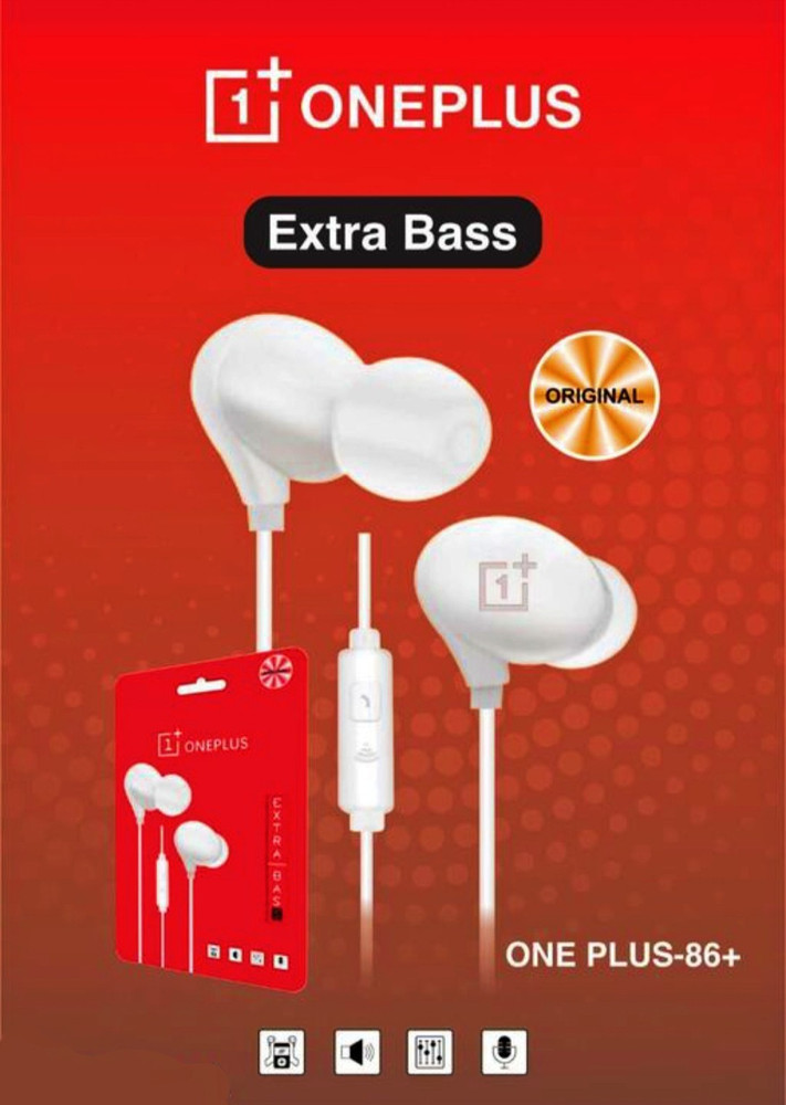 A U Z I I N Oneplus 86 Extra Bass White Color Wired Earphone